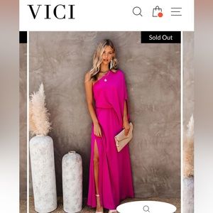 Vici One Shoulder Maxi Fuchsia Dress size Small